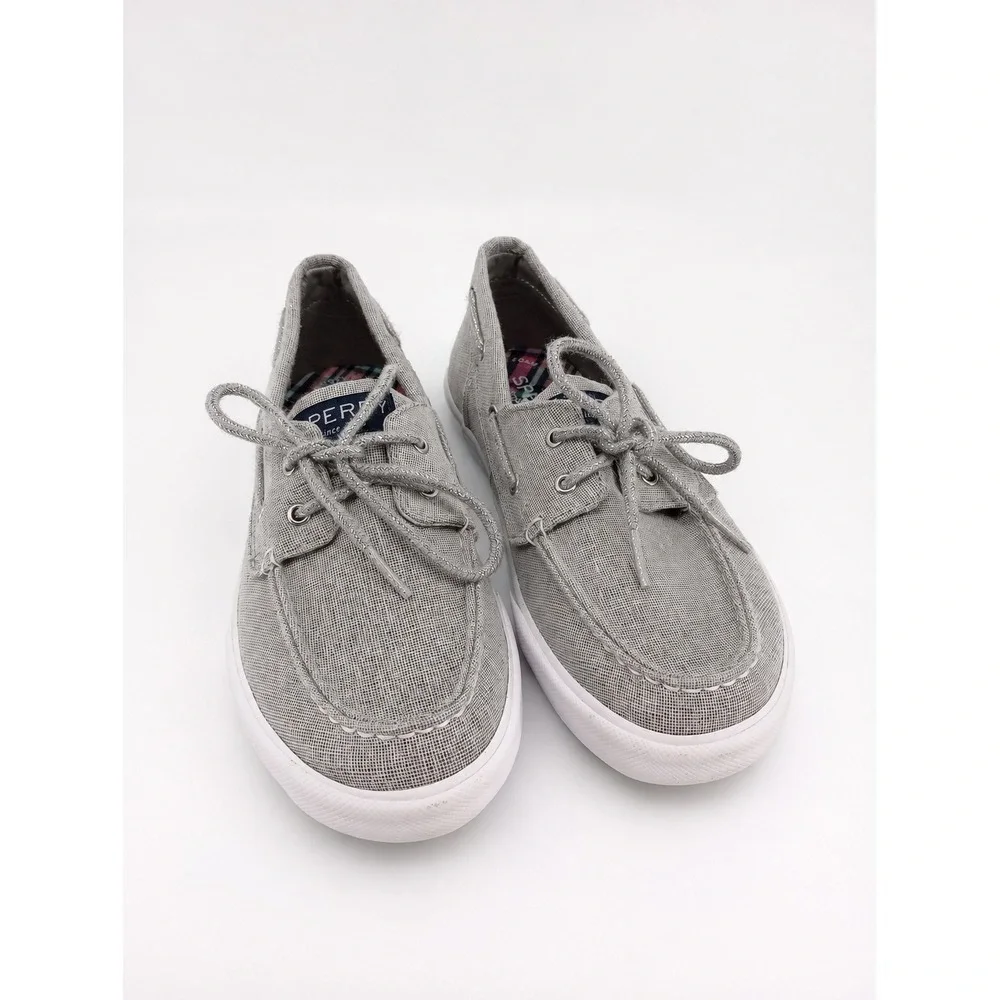 Sperry Boat Shoes Girls 3M Grey Silver Glitter Canvas Memory Foam